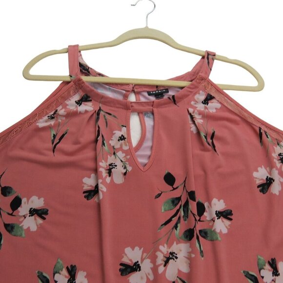 TORRID Women's Peach Floral Studio Knit High Neck Keyhole Top 4/4x Sleeveless - Picture 3 of 9